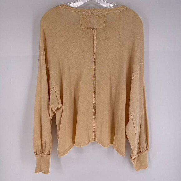 We the Free Size XS Orange Peach Oversized Distressed Balloon Sleeve Hi-Low Top - Picture 4 of 4